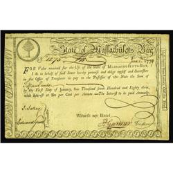 Massachusetts June 1, 1779 $15 Extremely Fine. Massachusetts June 1, 1779 [$15 Extremely Fine.