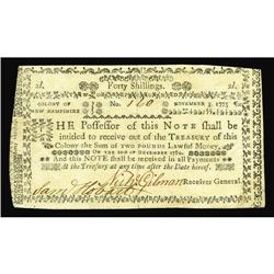 New Hampshire November 3, 1775 40s About New. An extrem New Hampshire November 3, 1775 40s About New