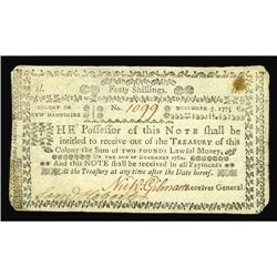 New Hampshire November 3, 1775 40s Extremely Fine. New Hampshire November 3, 1775 40s Extremely Fine