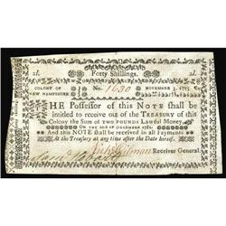 New Hampshire November 3, 1775 40s Extremely Fine. List New Hampshire November 3, 1775 40s Extremely