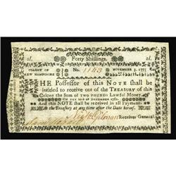 New Hampshire November 3, 1775 40s Extremely Fine. This New Hampshire November 3, 1775 40s Extremely