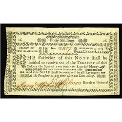 New Hampshire November 3, 1775 40s Very Fine-Extremely New Hampshire November 3, 1775 40s Very Fine-