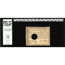 New Hampshire April 29, 1780 $3 PCGS About New 50. New Hampshire April 29, 1780 $3 PCGS About New 50