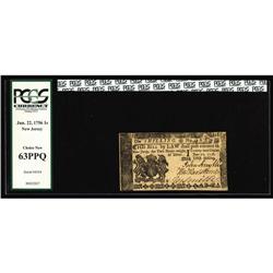 New Jersey June 22, 1756 1s PCGS Choice New 63PPQ. Trem New Jersey June 22, 1756 1s PCGS Choice New 