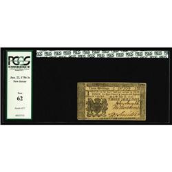 New Jersey June 22, 1756 3s PCGS New 62. This example i New Jersey June 22, 1756 3s PCGS New 62.