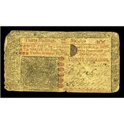 New Jersey December 31, 1763 30s Fine. This two color h New Jersey December 31, 1763 30s Fine.