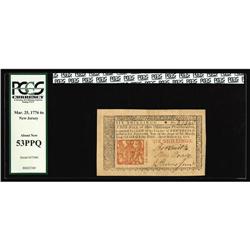 New Jersey February 20, 1776 6s PCGS About New 53PPQ. H New Jersey March 25, 1776 6s PCGS About New 