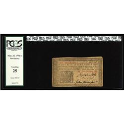 New Jersey March 25, 1776 1s PCGS Very Fine 25. This ev New Jersey March 25, 1776 1s PCGS Very Fine 