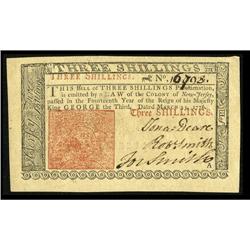 New Jersey March 25, 1776 3s Choice New. Three greatly New Jersey March 25, 1776 3s Choice New.