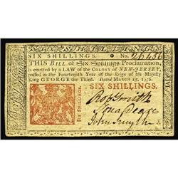 New Jersey March 25, 1776 6s Very Choice New. A well-ma New Jersey March 25, 1776 6s Very Choice New