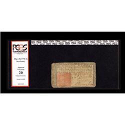 New Jersey March 25, 1776 6s PCGS Apparent Very Fine 20 New Jersey March 25, 1776 6s PCGS Apparent V