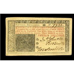 New Jersey March 25, 1776 15s New. No circulation handl New Jersey March 25, 1776 15s New.