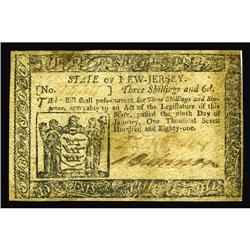 New Jersey January 9, 1781 3s6d Extremely Fine. A decen New Jersey January 9, 1781 3s6d Extremely Fi