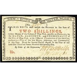 New York August 2, 1775 (Water Works) 2s Very Choice Ne New York August 2, 1775 (Water Works) 2s Ver
