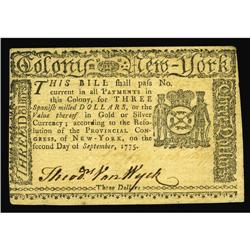 New York September 2, 1775 $3 Choice About New. Both th New York September 2, 1775 $3 Choice About N
