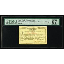New York January 6, 1776 (Water Works) 4s PMG Superb Ge New York January 6, 1776 (Water Works) 4s PM