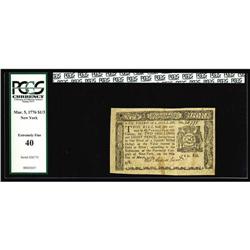 New York March 5, 1776 $1/3 PCGS Extremely Fine 40. Wel New York March 5, 1776 $1/3 PCGS Extremely F