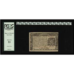 New York March 5, 1776 $2/3 PCGS About New 53. A very h New York March 5, 1776 $2/3 PCGS About New 5