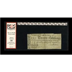 North Carolina March 9, 1754 20s PCGS Very Good 10. Red North Carolina March 9, 1754 20s PCGS Very G