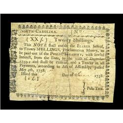 North Carolina May 4, 1758 20s Good-Very Good. A very r North Carolina May 4, 1758 20s Good-Very Goo