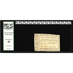North Carolina April 23, 1761 20s PCGS Extremely Fine 4 North Carolina April 23, 1761 20s PCGS Extre
