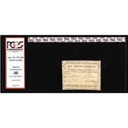North Carolina April 23, 1761 20s PCGS Extremely Fine 4 North Carolina April 23, 1761 20s PCGS Appar
