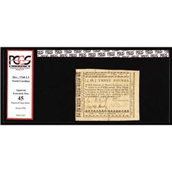 North Carolina December, 1768 L3 PCGS Extremely Fine 45 North Carolina December, 1768 L3 PCGS Extrem