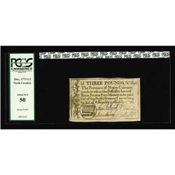 North Carolina December, 1771 $3 PCGS About New 50. A North Carolina December, 1771 [$3 PCGS About N