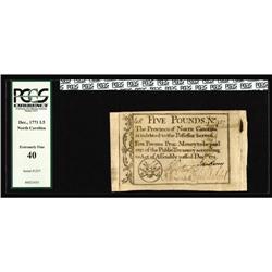 North Carolina December, 1771 L5 PCGS Extremely Fine 40 North Carolina December, 1771 L5 PCGS Extrem