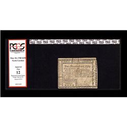 North Carolina May 10, 1780 $250 PCGS Fine 12. Red hold North Carolina May 10, 1780 $250 PCGS Fine 1