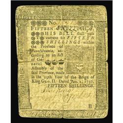 Pennsylvania January 1, 1756 15s Very Good-Fine. This i Pennsylvania January 1, 1756 15s Very Good-F