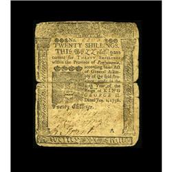 Pennsylvania January 1, 1756 20s Very Good. This Frankl Pennsylvania January 1, 1756 20s Very Good.