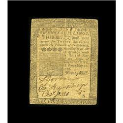 Pennsylvania May 20, 1758 20s Fine. This Franklin note Pennsylvania May 20, 1758 20s Fine.