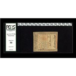 Pennsylvania April 10, 1775 50s PCGS About New 50. The Pennsylvania April 10, 1775 50s PCGS About Ne