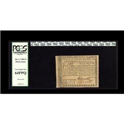 Rhode Island July 2, 1780 $7 PCGS Very Choice New 64PPQ Rhode Island July 2, 1780 $7 PCGS Very Choic