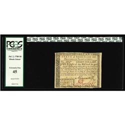 Rhode Island July 2, 1780 $8 PCGS Extremely Fine 45. Th Rhode Island July 2, 1780 $8 PCGS Extremely 