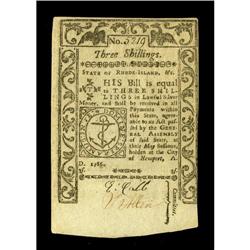Rhode Island May 1786 3s New. This example which is wel Rhode Island May 1786 3s New.