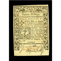 Rhode Island May 1786 20s. Choice About New. This well Rhode Island May 1786 20s. Choice About New.
