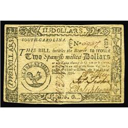 South Carolina December 23, 1776 $2 About New. Very we South Carolina December 23, 1776 $2 About New
