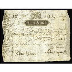 Virginia July 17, 1775 L3 Very Fine-Extremely Fine. One Virginia July 17, 1775 L3 Very Fine-Extremel