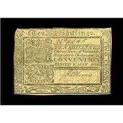 Virginia May 6, 1776 10s. A rounded corner is found on Virginia May 6, 1776 10s.