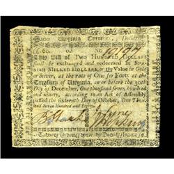 Virginia October 16, 1780 $200 Fine+. Several good repa Virginia October 16, 1780 $200 Fine+.