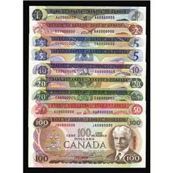 Canadian Specimen Nine Note Set Choice AU to Choice CU  Canadian Specimen Nine Note Set Choice AU to