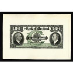 Montreal, PQ- Bank of Montreal $100 Jan. 2, 1931 Montreal, PQ- Bank of Montreal