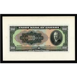 Winnipeg, Manitoba- Union Bank of Canada $100 Winnipeg, Manitoba- Union Bank of Canada