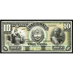 Argentina 10 Pesos El Banco Nacional 1881 Pick S717 Spe Argentina