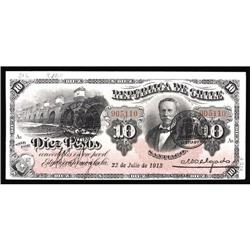Chile 10 Pesos 1913 Pick S21b Light handling is found o Chile