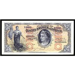 El Salvador 5 Pesos El Banco de Centro America y Londre El Salvador