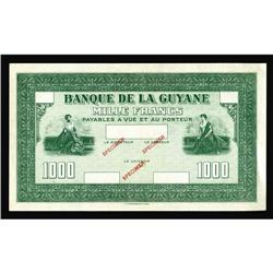 French Guiana. 1000 Francs Banque De La Guyane 1942 Sp French Guiana