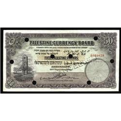 Palestine $50 1929 Series B Pick 10b.Rubber stamped "C Palestine